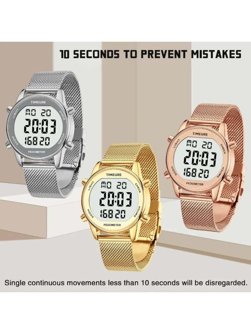 Stylish Pedometer Watch for Women - Step Counter, No App or Charging Needed